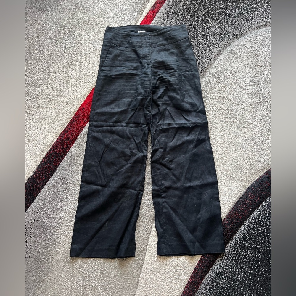 H&M Black Wide Leg Linen Pants
